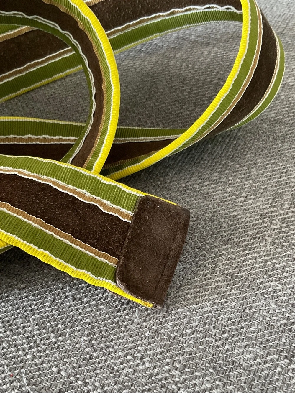 Banana Republic Brown and Green Striped Webbing Belt with Silver Buckle